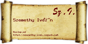 Szemethy Iván névjegykártya